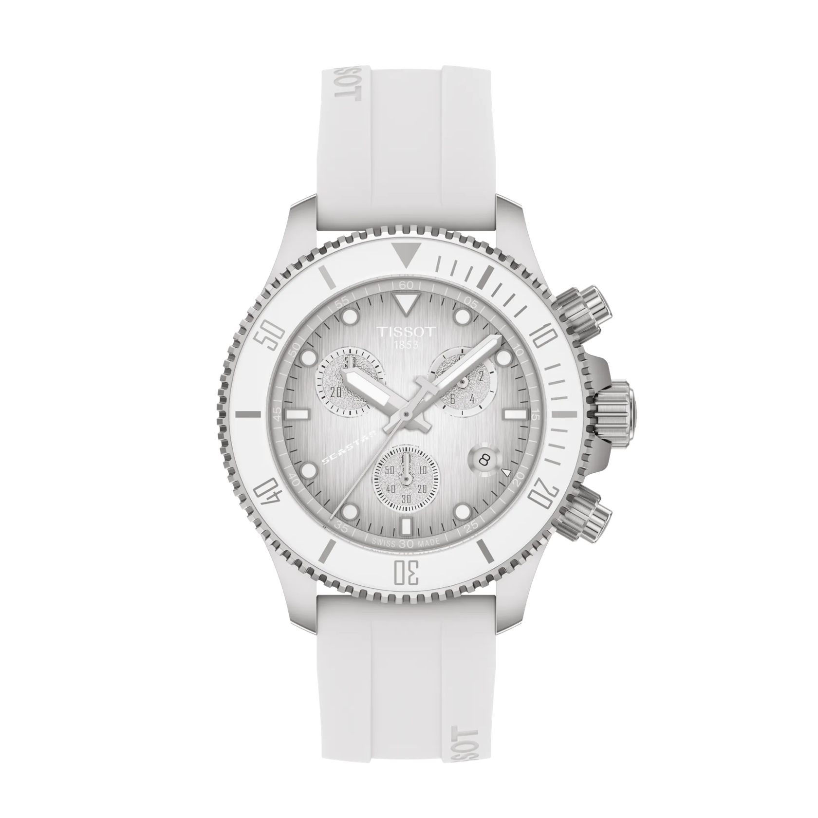 Front view of the watch Tissot Seastar 1000 Quartz Chronograph 38mm