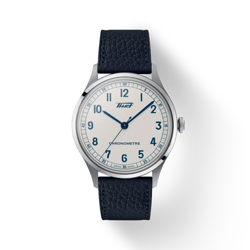 Front view of the watch TISSOT HERITAGE 1938 AUTOMATIC COSC with shadow