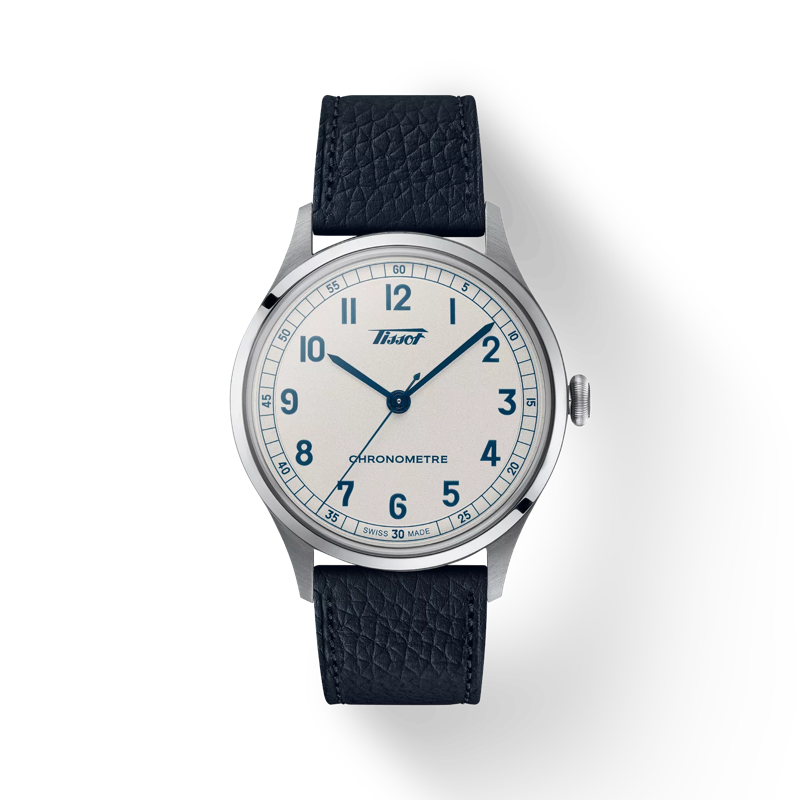 Front view of the watch TISSOT HERITAGE 1938 AUTOMATIC COSC with shadow