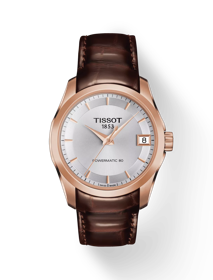Front view of the watch Tissot Couturier Powermatic 80 Lady with shadow