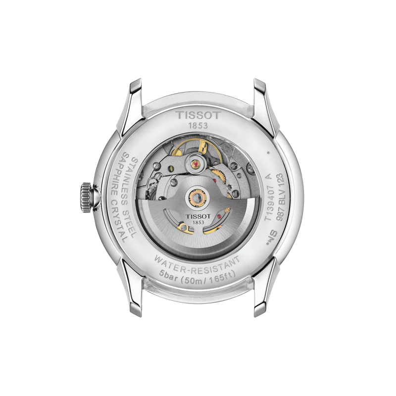 Back view of the watch case Tissot Chemin des Tourelles Powermatic 80 42 mm