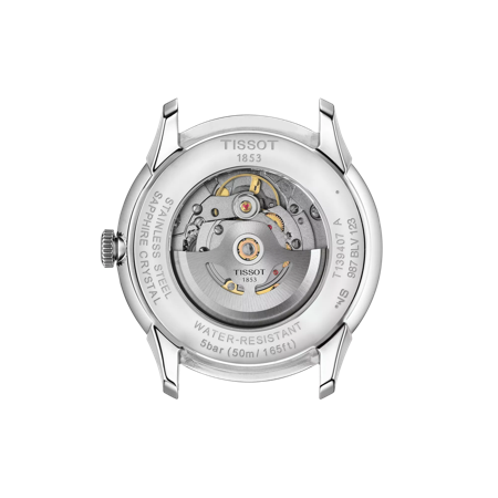 Back view of the watch case Tissot Chemin des Tourelles Powermatic 80 42 mm