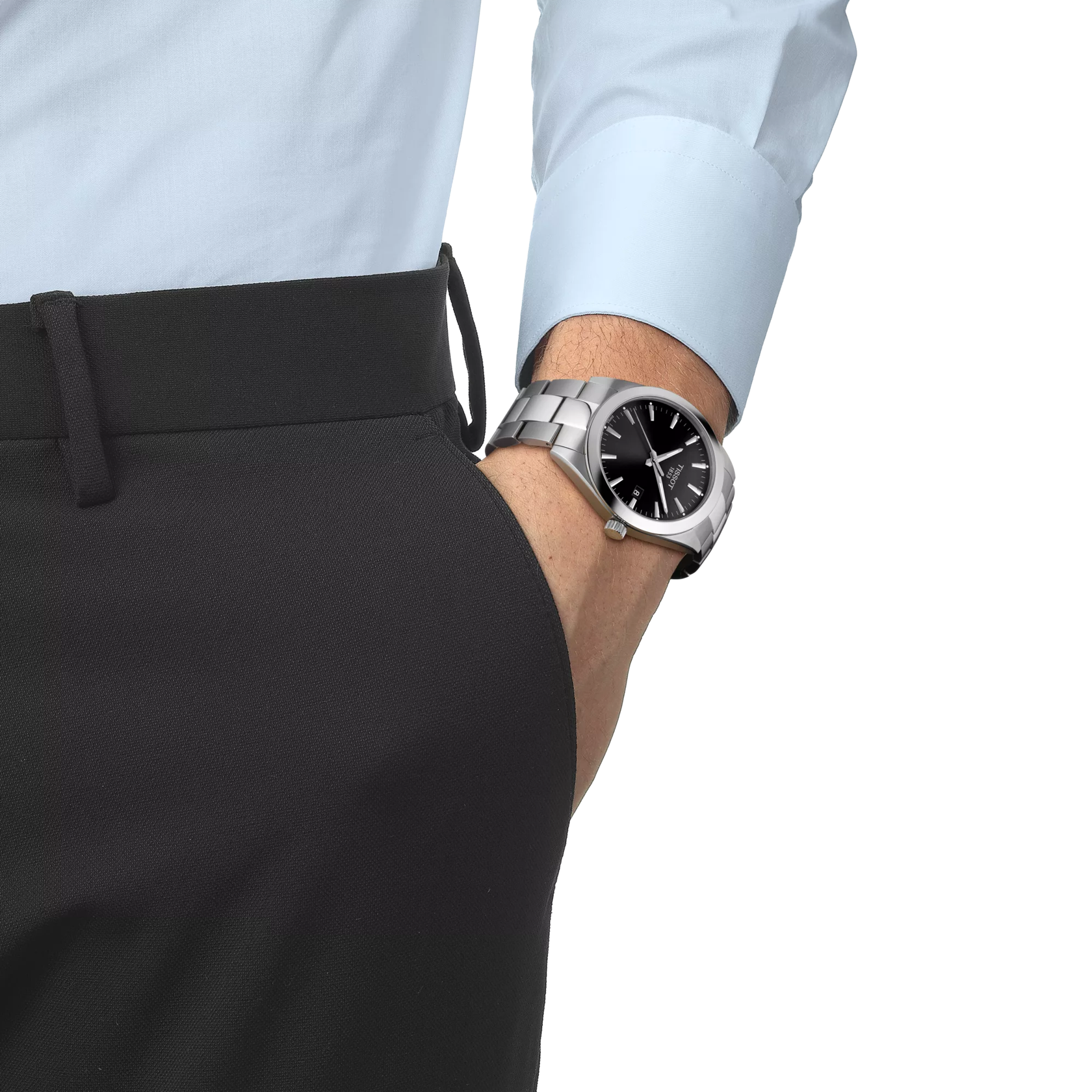 Simulation of the watch Tissot Gentleman on a wrist