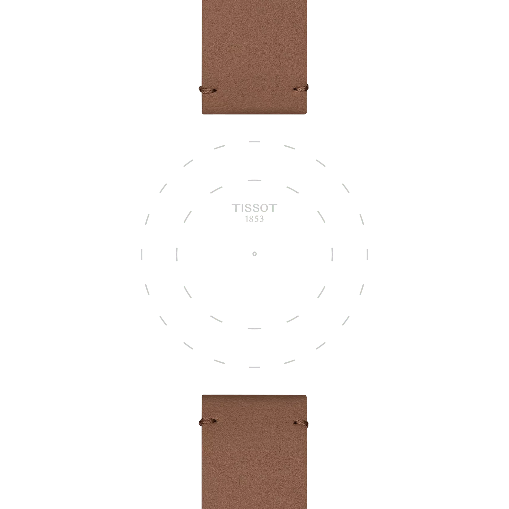 Focus on the lugs of Tissot Official Light Brown Synthetic Strap Lugs 22 mm