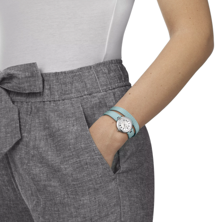 Simulation of the watch Tissot Bellissima Small Lady - XS double tour strap on a wrist
