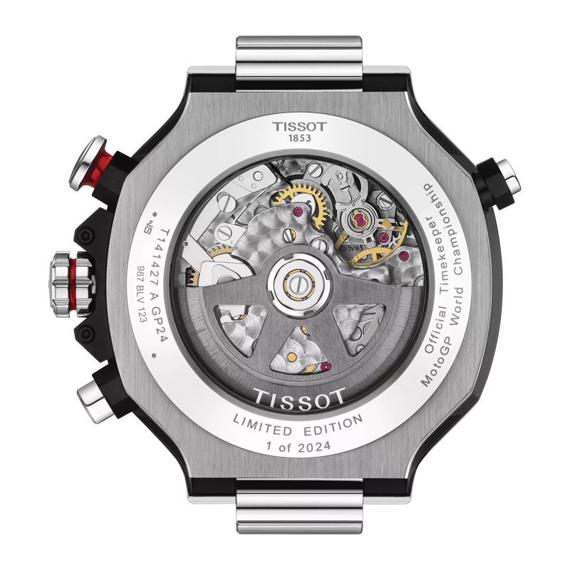 Back view of the watch case Tissot T-Race MotoGP™ Automatic Chronograph 2024 Limited Edition