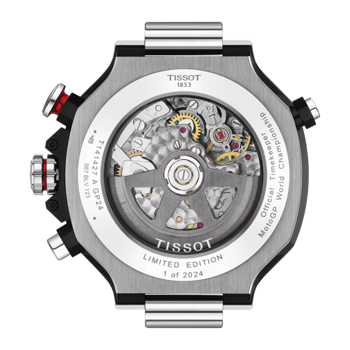 Back view of the watch case Tissot T-Race MotoGP Chronograph 2024 Limited Edition