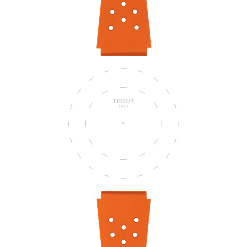 TISSOT オレンジ シデラル S ラバー ストラップのラグのフォーカス