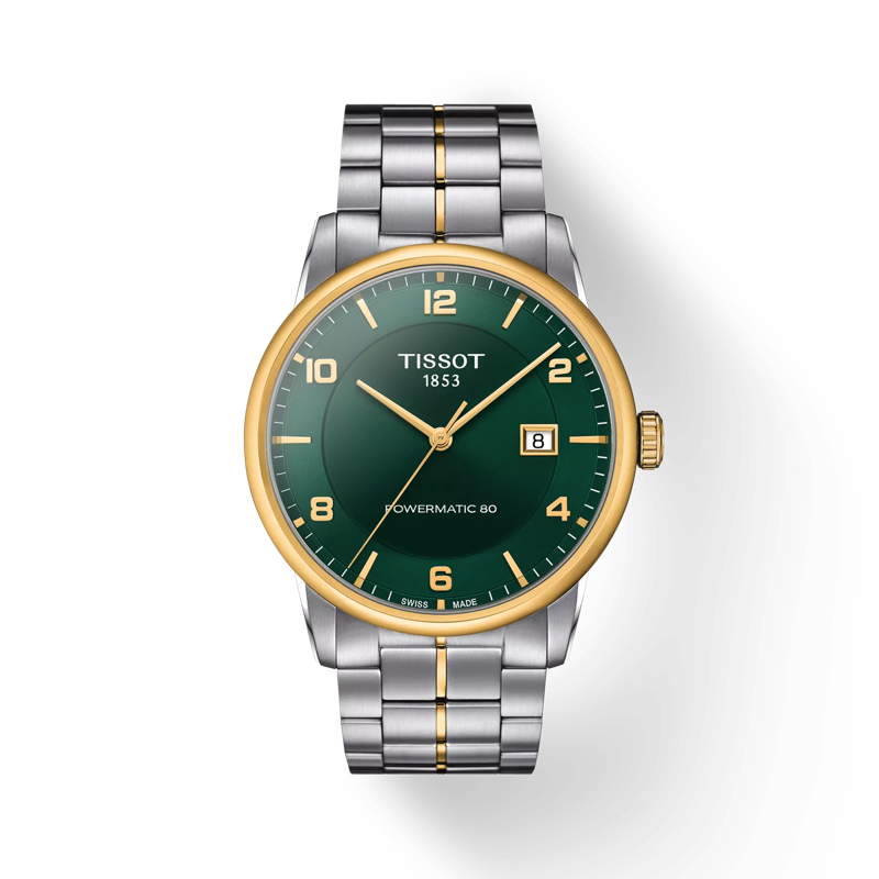 Front view of the watch Tissot Luxury Powermatic 80 with shadow