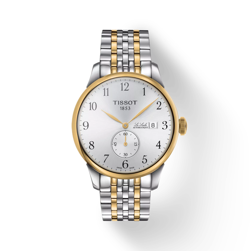 Vue de face de la montre Tissot Le Locle Automatique Petite Seconde avec ombre