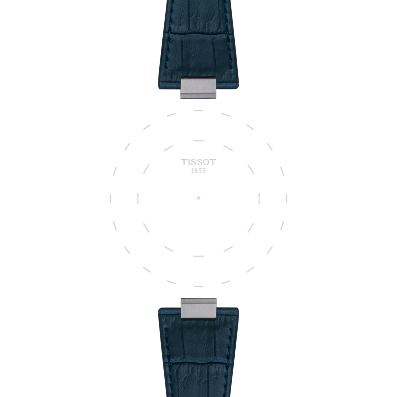 Focus on the lugs of Tissot Official Dark Blue PRX 40mm Leather Strap With Steel Endpiece