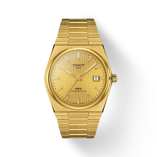 Vista frontal del reloj Tissot PRX Powermatic 80 40mm con sombra