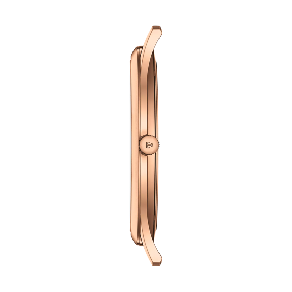 Profile view of the watch case Tissot Excellence 18K Gold