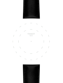 Focus on the lugs of Czarny wegański syntetyczny pasek Tissot 22 mm