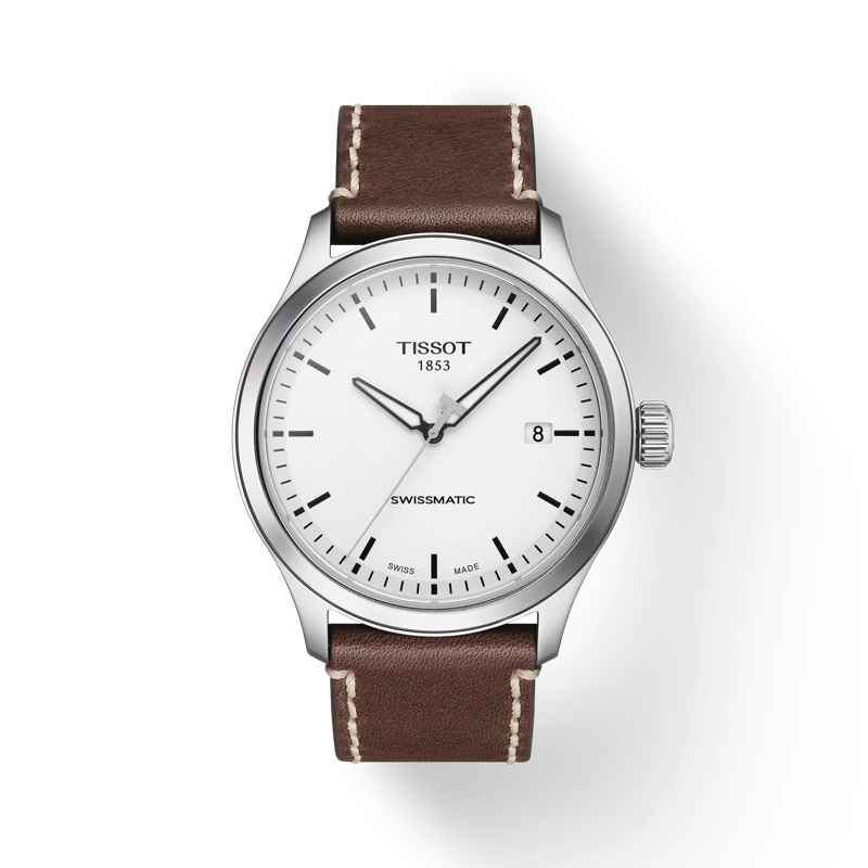 Front view of the watch Tissot Gent XL Swissmatic with shadow