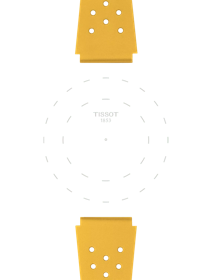 Focus on the lugs of Tissot Official Yellow Sideral Rubber Strap
