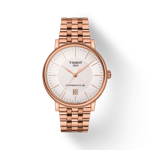 Vue de face de la montre Tissot Carson Premium Powermatic 80 avec ombre