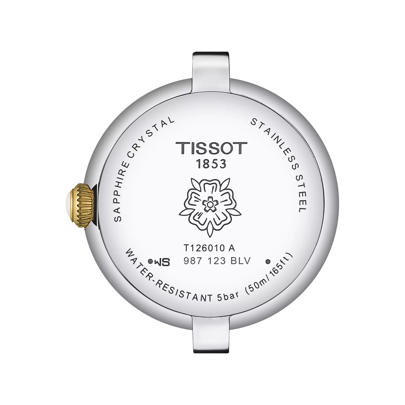มุมมองด้านหลังของตัวเรือนนาฬิกา Tissot Bellissima Small lady