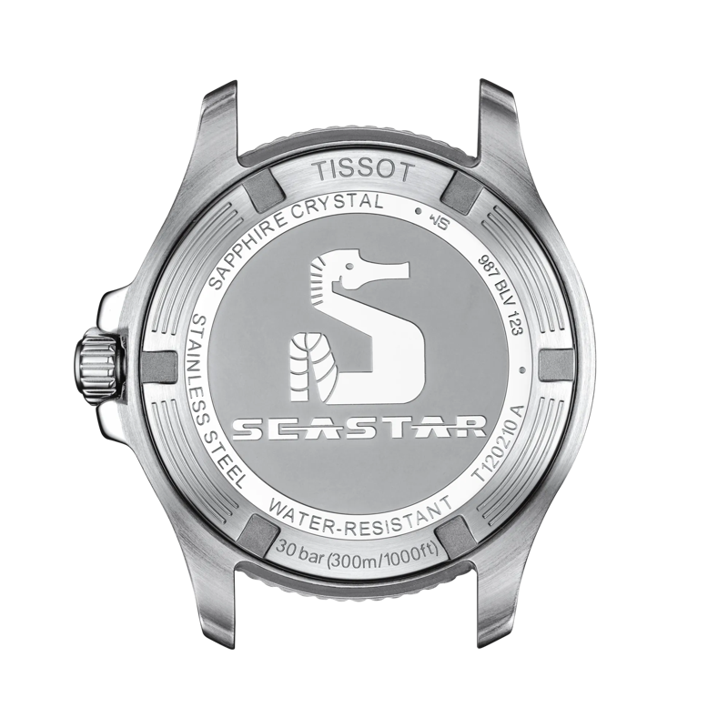 Back view of the watch case Tissot Seastar 1000 Quartz 36mm