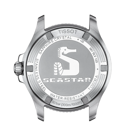 Back view of the watch case Tissot Seastar 1000 Quartz 36mm