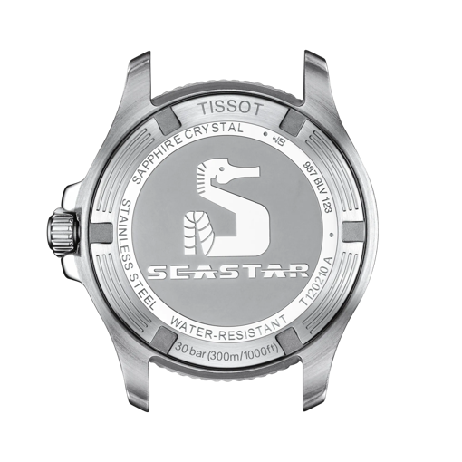 Back view of the watch case Tissot Seastar 1000 Quartz 36mm