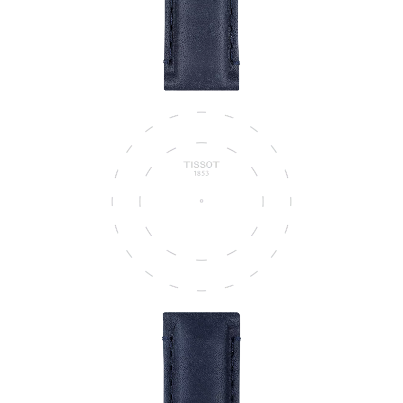 Focus on the lugs of Tissot αυθεντικό μπλε δερμάτινο λουράκι πτερύγια 20 mm