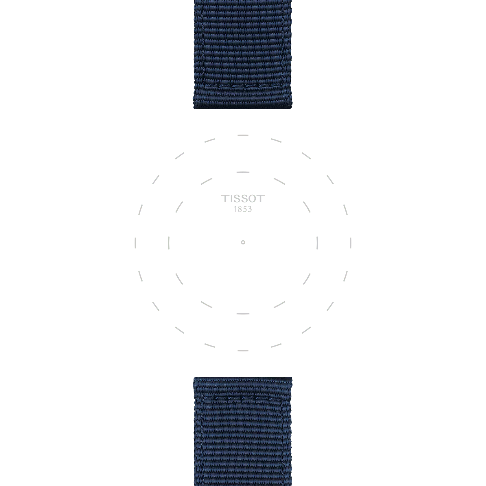 Focus on the lugs of Tissot αυθεντικό μπλε πάνινο υφασμάτινο λουράκι πτερύγια 22 mm