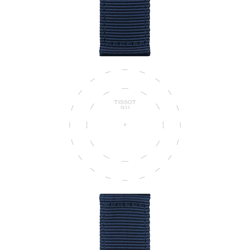 Focus on the lugs of Tissot Official Blue Fabric Strap Lugs 22 mm