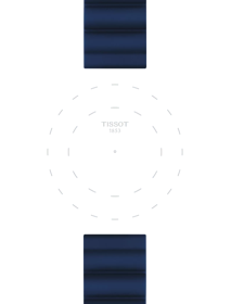 Focus on the lugs of Tissot Official Blue Silicone Strap Lugs 22 mm