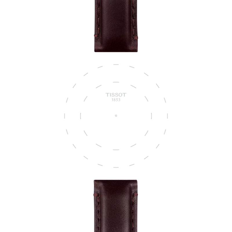 Focus on the lugs of Tissot αυθεντικό καφέ δερμάτινο λουράκι πτερύγια 20 mm