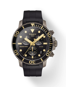 Front view of the watch Tissot Seastar 1000 Chronograph with shadow