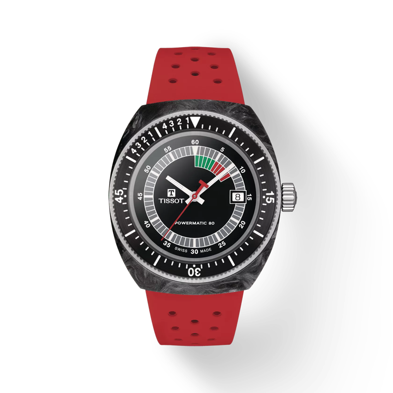 Front view of the watch Tissot Sideral S Powermatic 80 with shadow