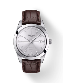 Vue de face de la montre Tissot Gentleman Powermatic 80 Silicium avec ombre