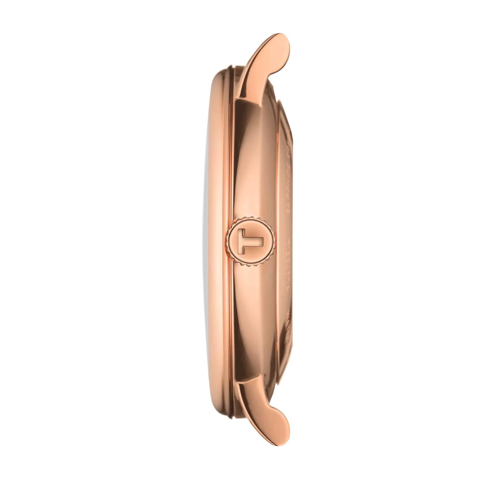 Vue de profil du boîtier de la montre Tissot Carson Premium Powermatic 80