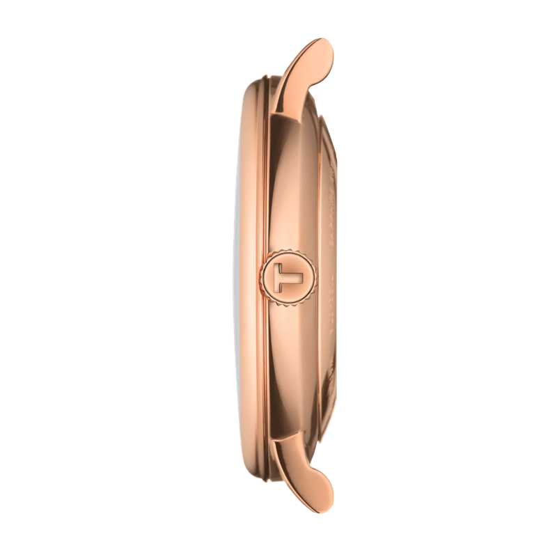 Vue de profil du boîtier de la montre Tissot Carson Premium Powermatic 80