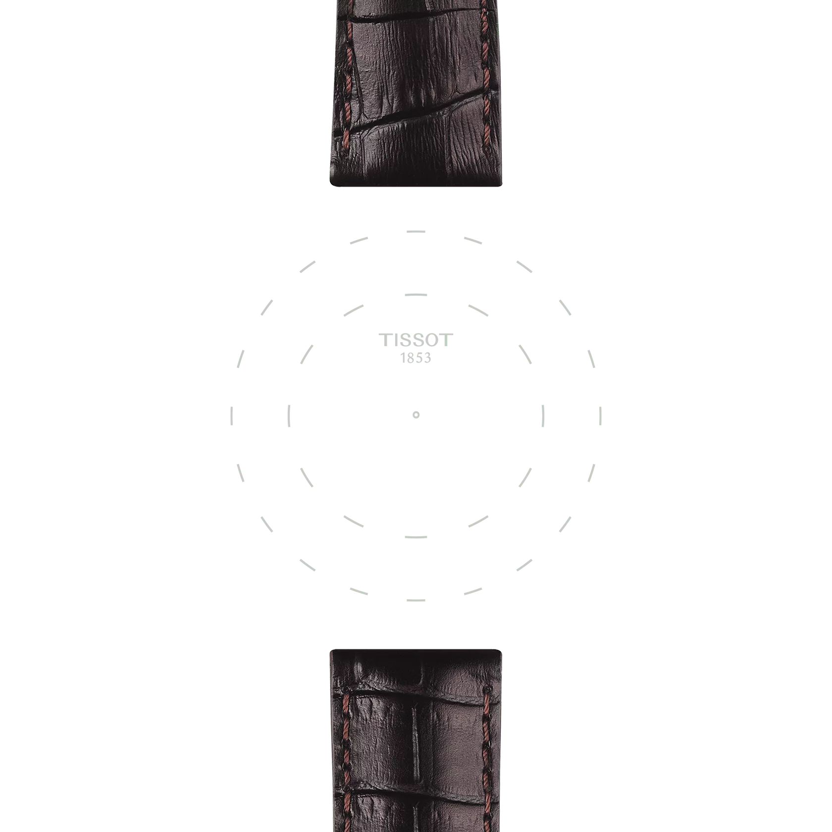Focus on the lugs of Tissot Official Brown Leather Strap Lugs 22 mm