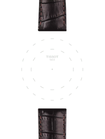 Focus on the lugs of Tissot αυθεντικό μαύρο δερμάτινο λουράκι πτερύγια 22 mm