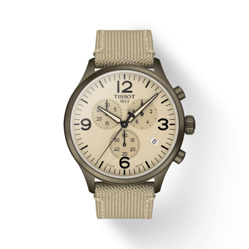 Front view of the watch Tissot Chrono XL with shadow