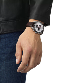Simulation of the watch Tissot PRS 516 Chronograph on a wrist