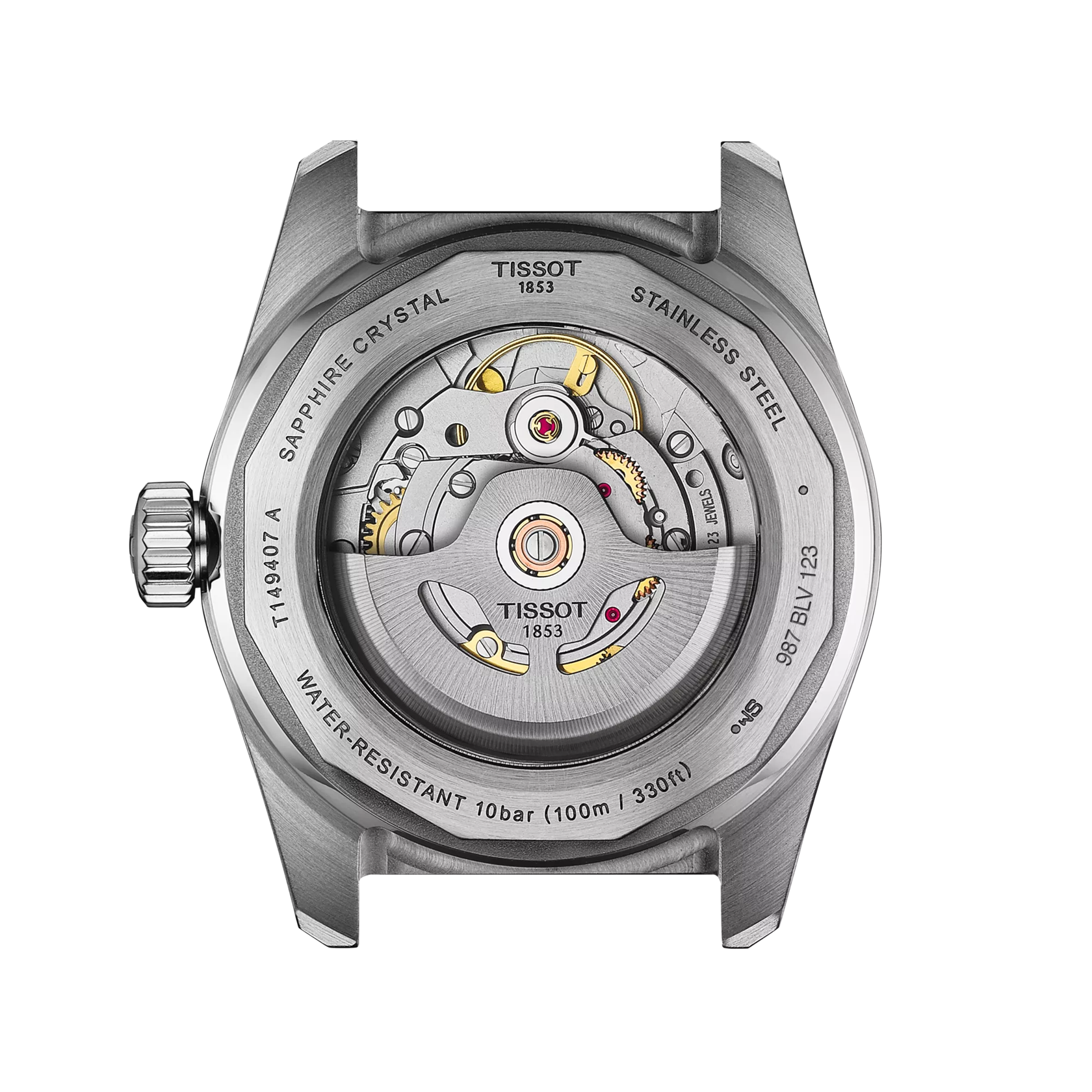 Back view of the watch case Tissot PR516 Powermatic 80