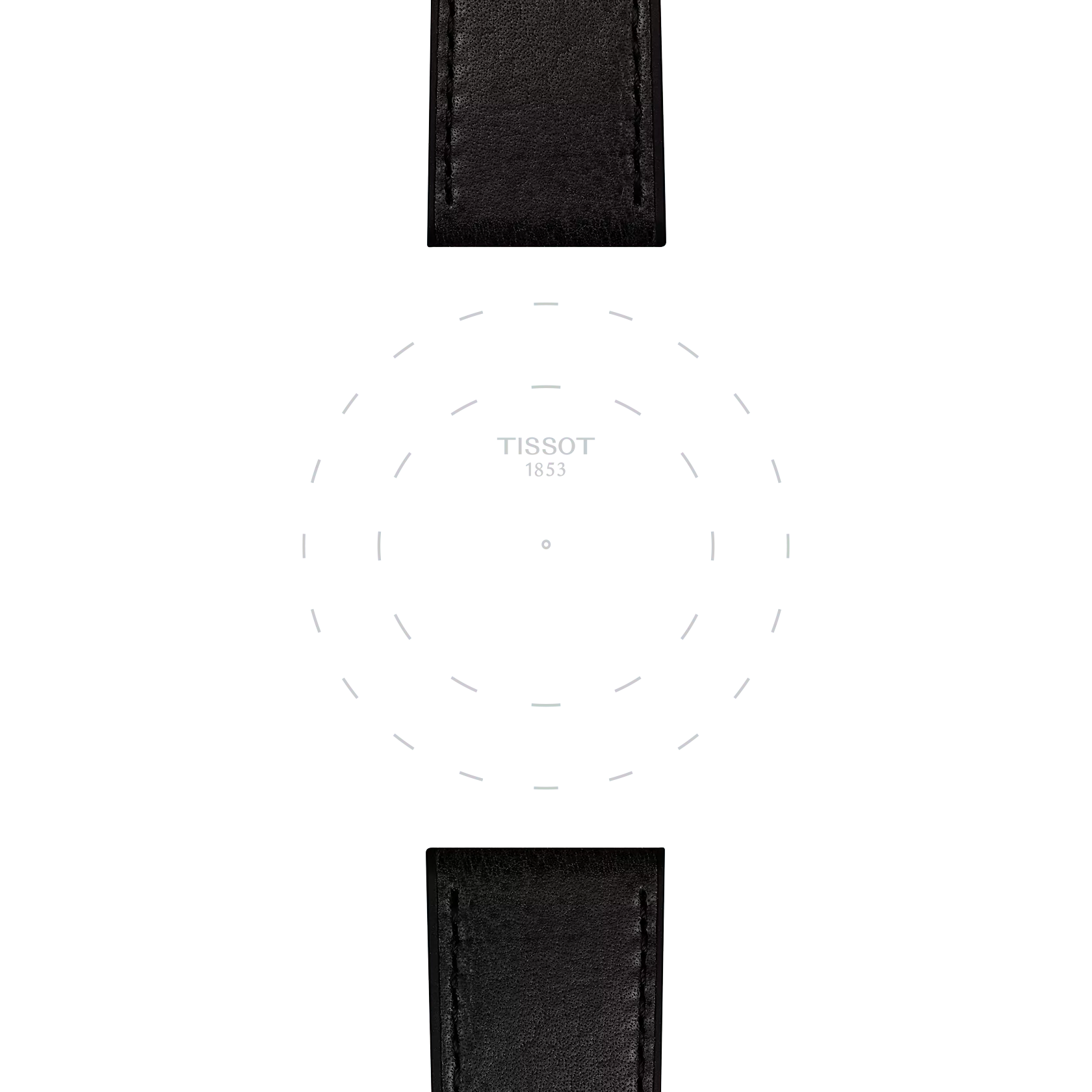 TISSOT ブラック レザー ストラップ 23mmのラグのフォーカス