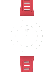 TISSOT レッド シリコンXSストラップ 2MMのラグのフォーカス