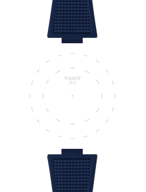 Focus on the lugs of Tissot Official Blue PRX 40mm Rubber Strap