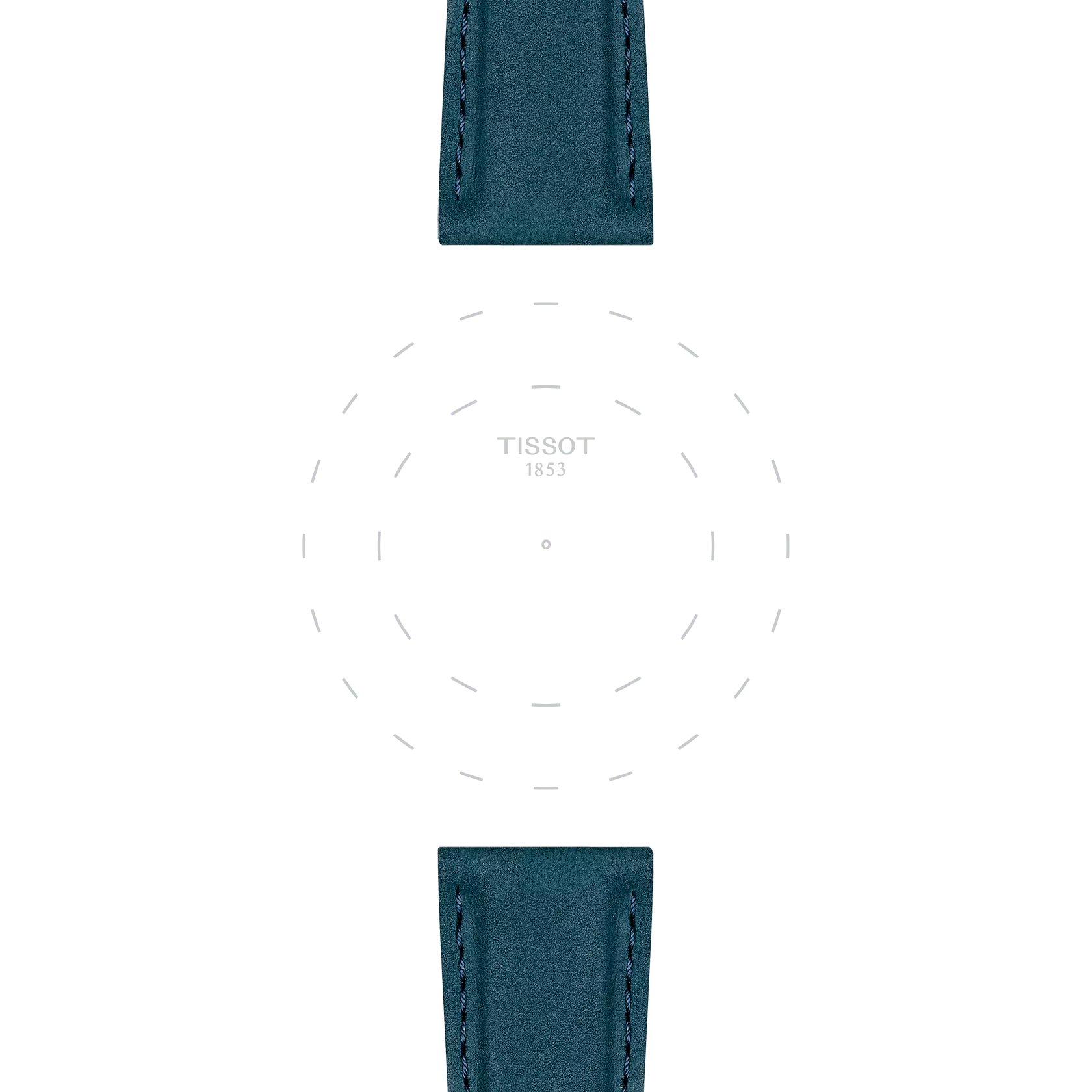 Focus on the lugs of Tissot Official Blue Leather Strap Lugs 21 mm