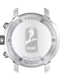 Back view of the watch case Tissot PRC 200 IIHF 2020 Special Edition