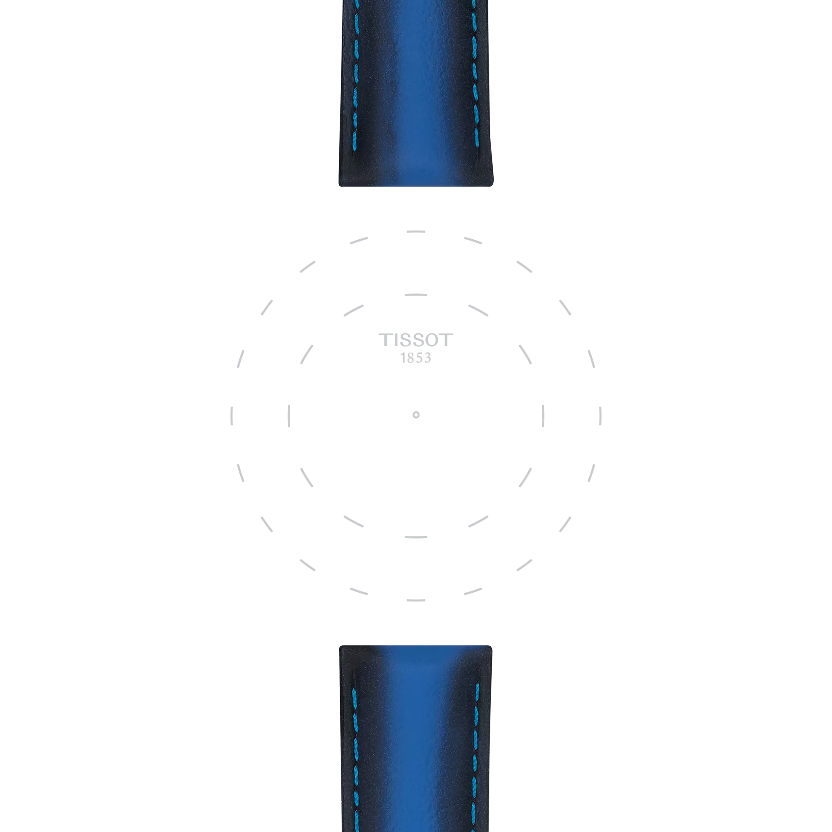 Focus on the lugs of Tissot Official Blue Leather Strap Lugs 20 mm