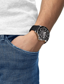 Simulation of the watch Tissot Seastar 2000 Professional Powermatic 80 on a wrist