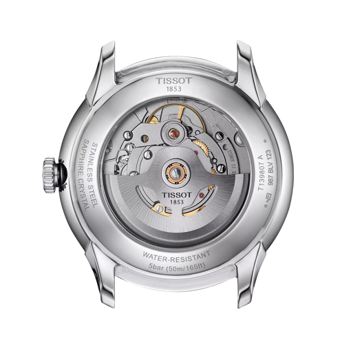 Back view of the watch case Tissot Chemin des Tourelles Powermatic 80 39 mm