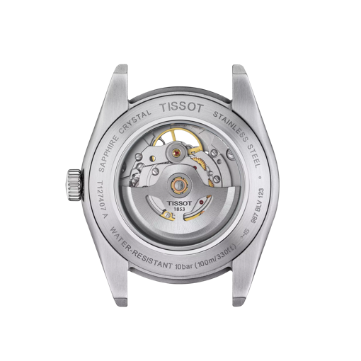 Back view of the watch case Tissot Gentleman Powermatic 80 Open Heart