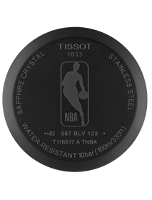 Back view of the watch case Tissot Chrono XL NBA Teams Special Los Angeles Lakers Edition